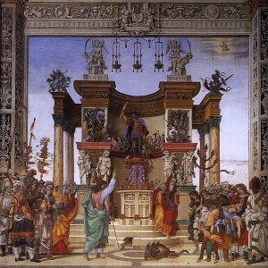 San Filippo Apostolo evoca il mostro dal tempio di Marte di Hierapolis, affresco, 1486-1502, cappella di Filippo Strozzi